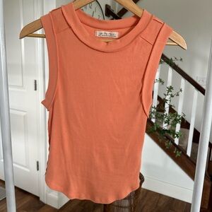 We The Free Orange Ribbed Muscle Tee